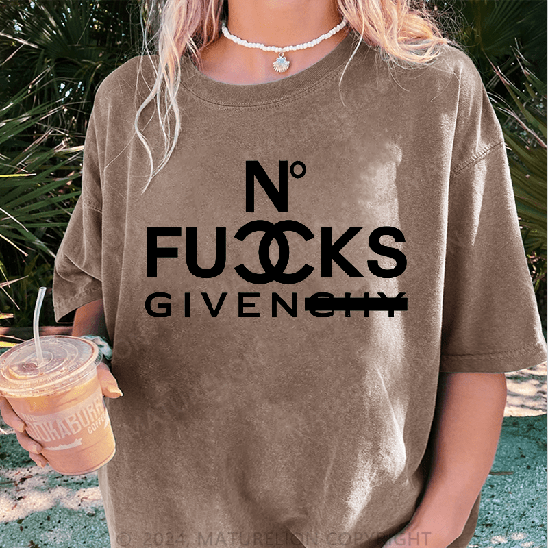 Maturelion No Fucks Given DTG Printing Washed Cotton T-Shirt