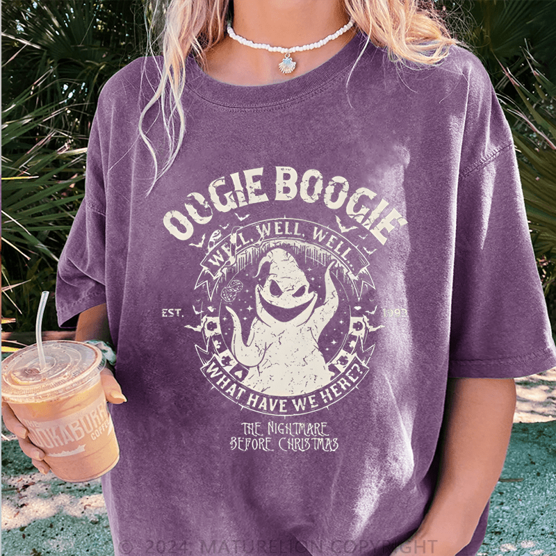 Maturelion Halloween Oogie Boogie Man Est. 1993 Funny DTG Printing Washed Cotton T-Shirt