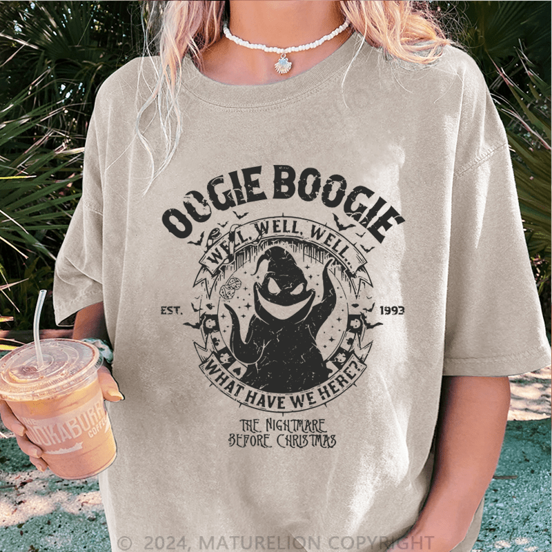 Maturelion Halloween Oogie Boogie Man Est. 1993 Funny DTG Printing Washed Cotton T-Shirt