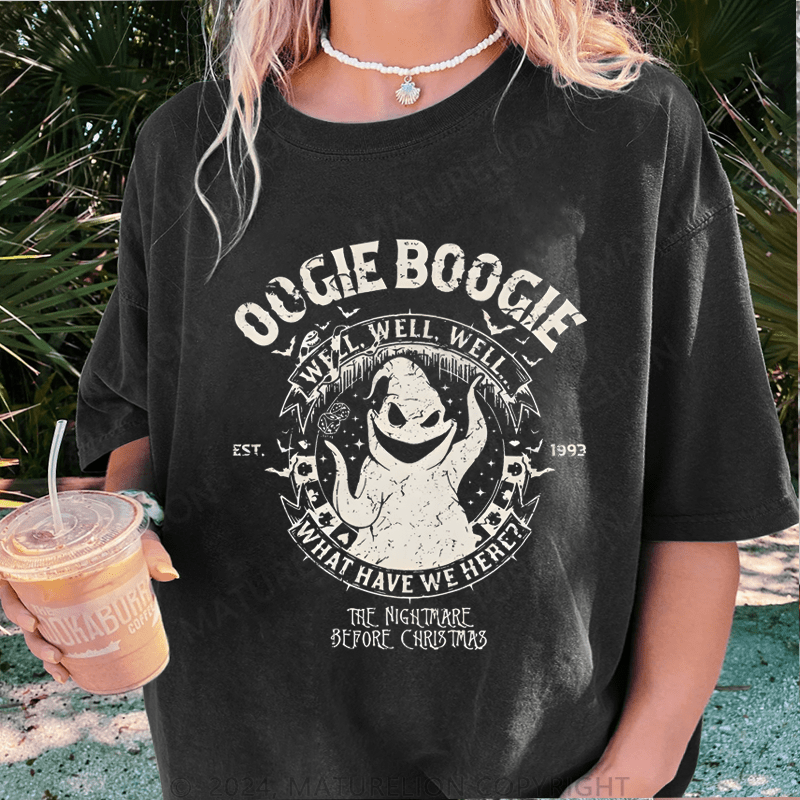 Maturelion Halloween Oogie Boogie Man Est. 1993 Funny DTG Printing Washed Cotton T-Shirt