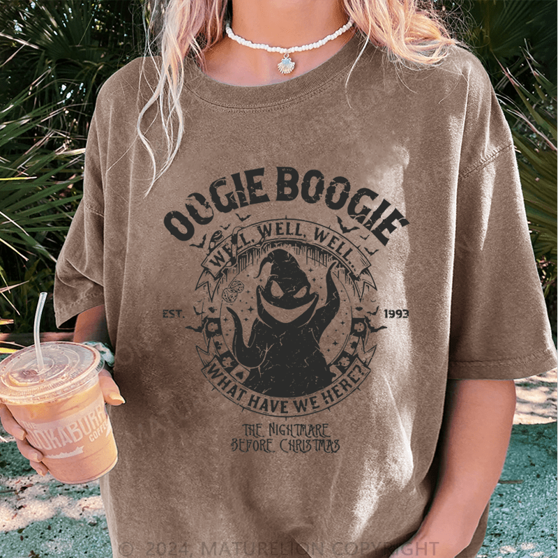 Maturelion Halloween Oogie Boogie Man Est. 1993 Funny DTG Printing Washed Cotton T-Shirt