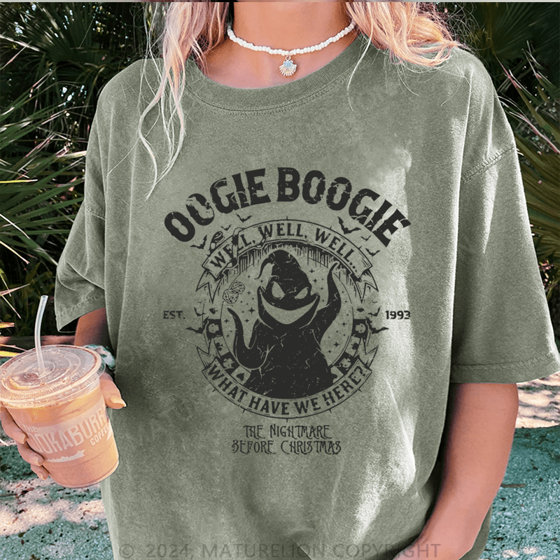 Maturelion Halloween Oogie Boogie Man Est. 1993 Funny DTG Printing Washed Cotton T-Shirt