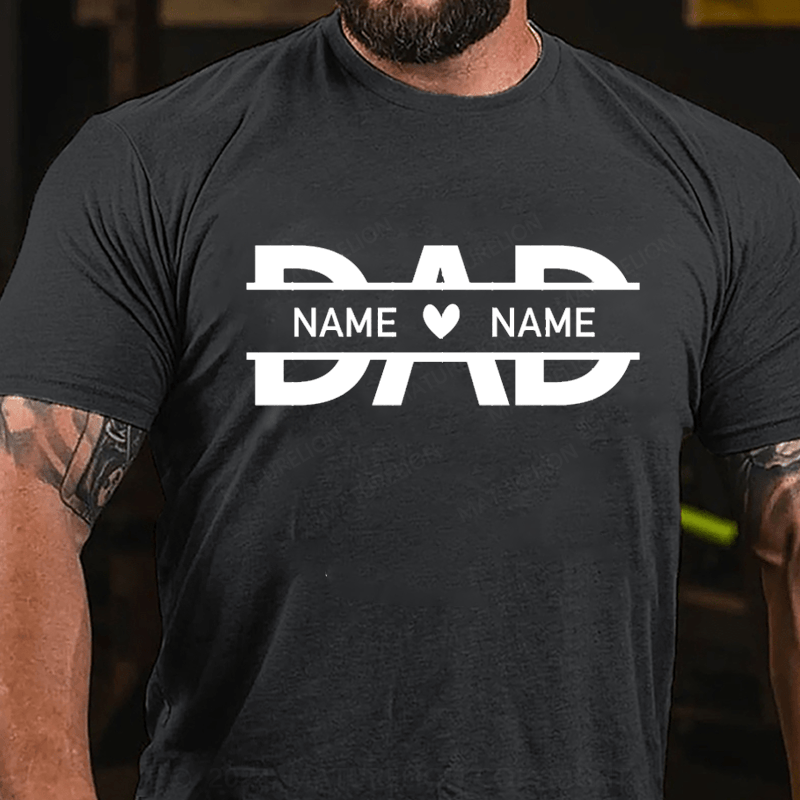 Maturelion Personalized Dad Shirt With Kids Names Cotton T-Shirt