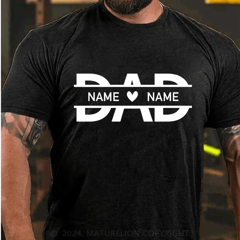 Maturelion Personalized Dad Shirt With Kids Names Cotton T-Shirt