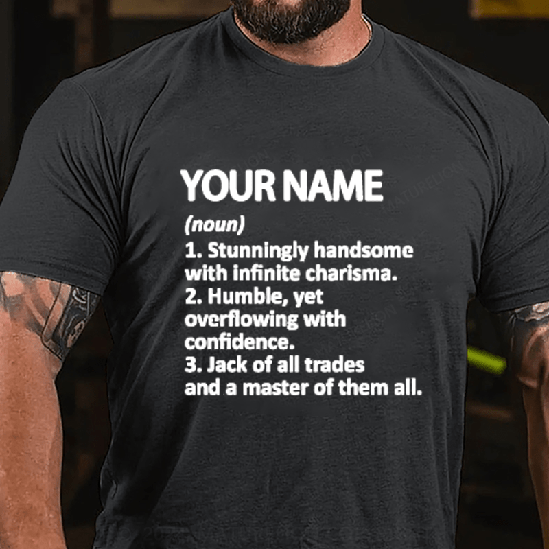 Maturelion Personalized Name Handsome Granddad Cotton T-Shirt