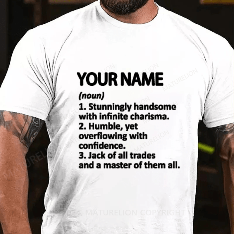 Maturelion Personalized Name Handsome Granddad Cotton T-Shirt