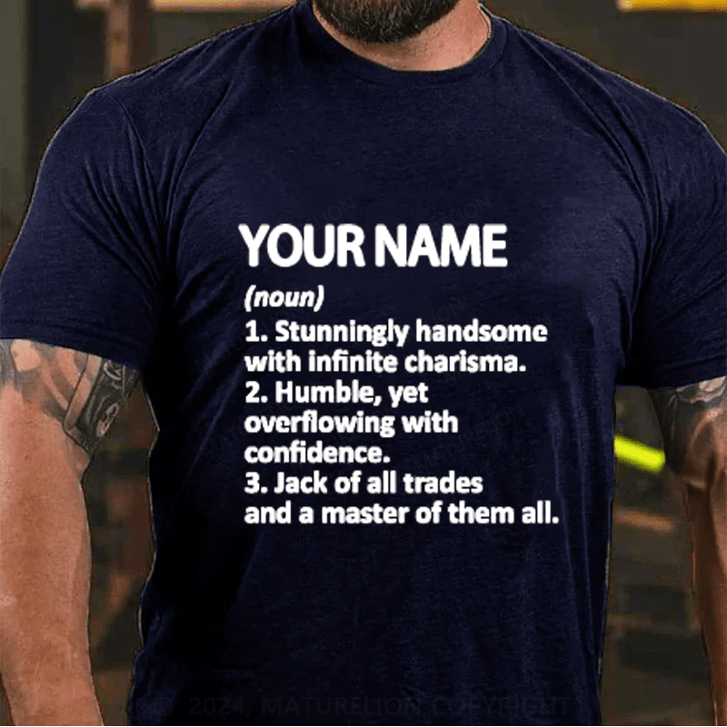 Maturelion Personalized Name Handsome Granddad Cotton T-Shirt