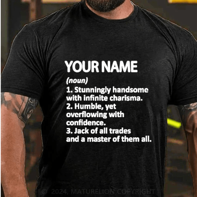 Maturelion Personalized Name Handsome Granddad Cotton T-Shirt