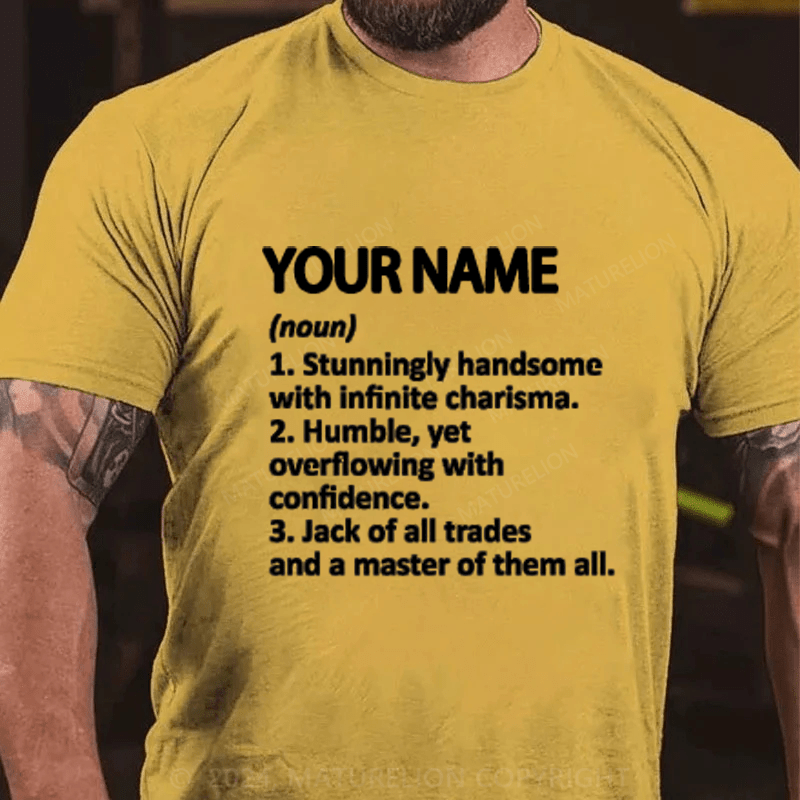 Maturelion Personalized Name Handsome Granddad Cotton T-Shirt