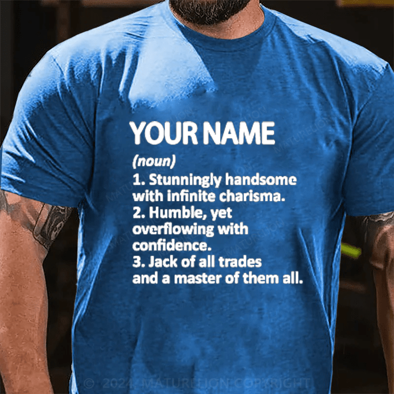 Maturelion Personalized Name Handsome Granddad Cotton T-Shirt