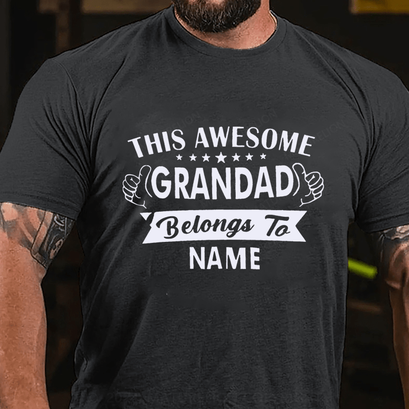 Maturelion Personalized Name Handsome Granddad Cotton T-Shirt