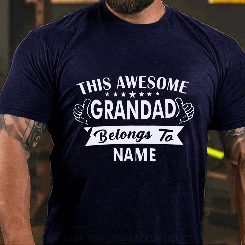 Maturelion Personalized Name Handsome Granddad Cotton T-Shirt