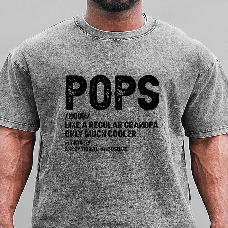 Maturelion Pops Like A Regular Grandpa Only Much Cooler See Also: Exceptionally Handsome Funny DTG Printing Washed  Cotton T-shirt