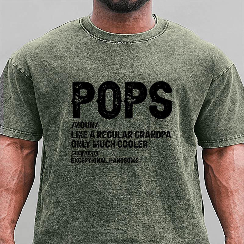Maturelion Pops Like A Regular Grandpa Only Much Cooler See Also: Exceptionally Handsome Funny DTG Printing Washed  Cotton T-shirt