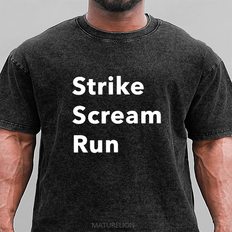 Maturelion Self Defence with Toby Flenderson Strike Scream Run DTG Printing Washed Cotton T-Shirt