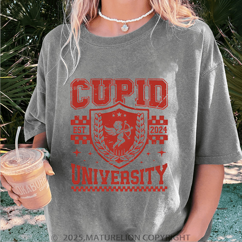 Maturelion Valentine T-Shirt Cupid University Women T-Shirt