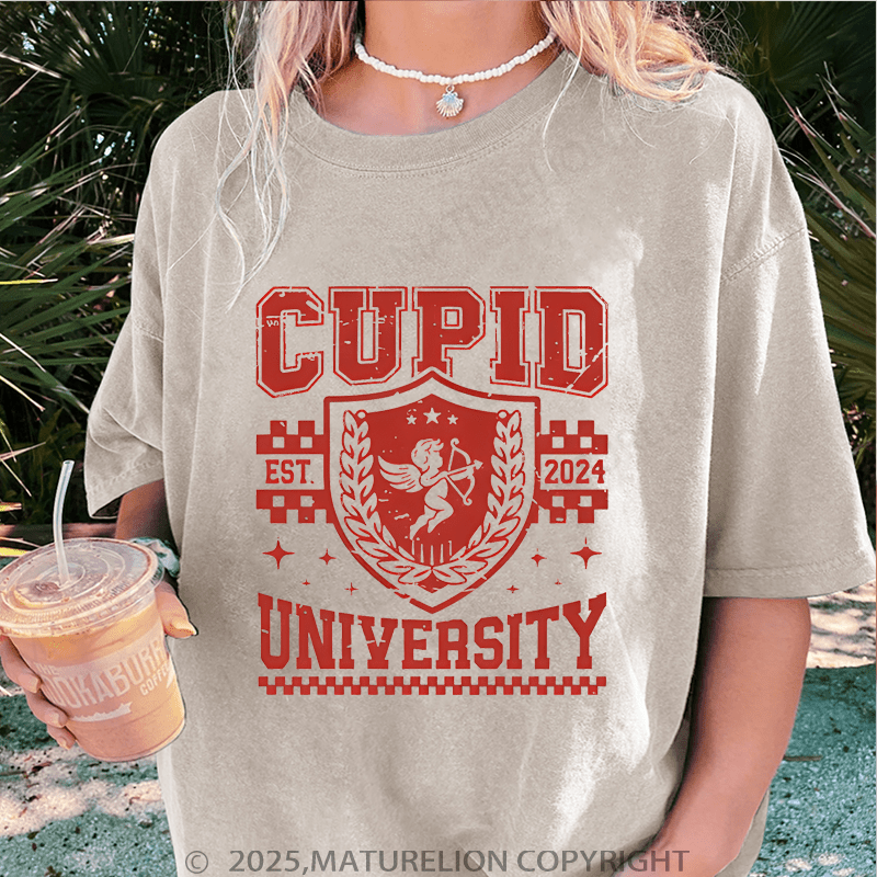 Maturelion Valentine T-Shirt Cupid University Women T-Shirt