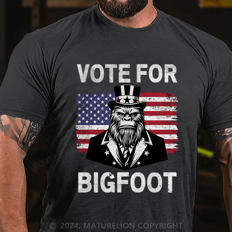 Maturelion Vote For Bigfoot Cotton T-Shirt