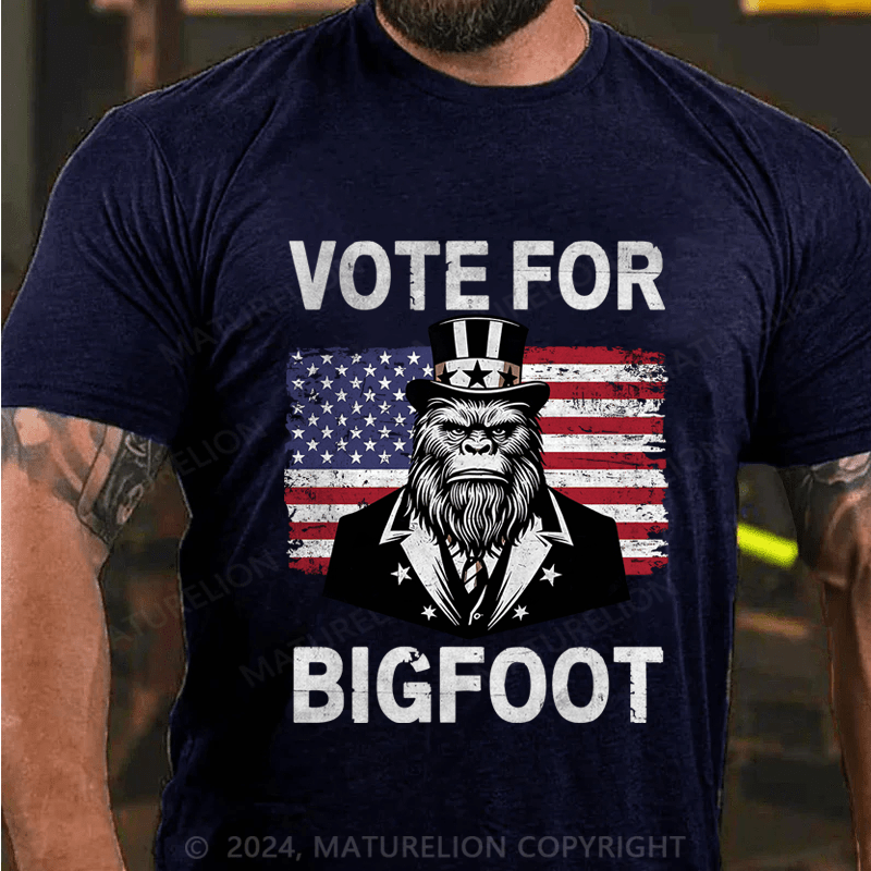 Maturelion Vote For Bigfoot Cotton T-Shirt