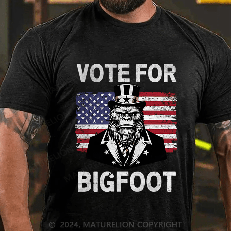 Maturelion Vote For Bigfoot Cotton T-Shirt