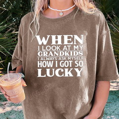Maturelion When I Look At My Grandkids DTG Printing Washed Cotton T-Shirt