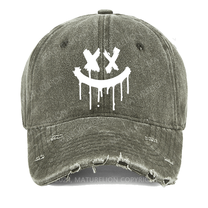 Maturelion x eyed smiley face x eyes smiling Washed Vintage Cap