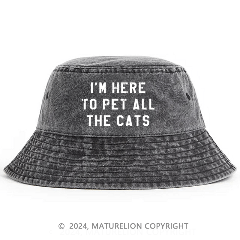 Matureolion I'm Here To Pet All The Cats Bucket Hat