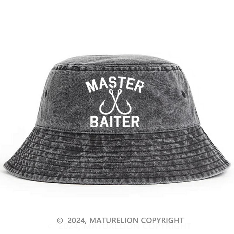 Matureolion Master Baiter Funny Fishing Bucket Hat