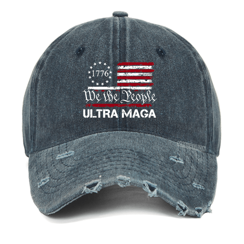 Maturewlion 1776 We The People American Flag Ultra Maga Washed Vintage Cap