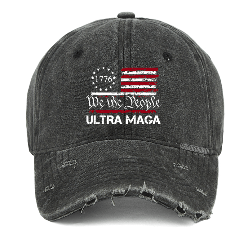 Maturewlion 1776 We The People American Flag Ultra Maga Washed Vintage Cap