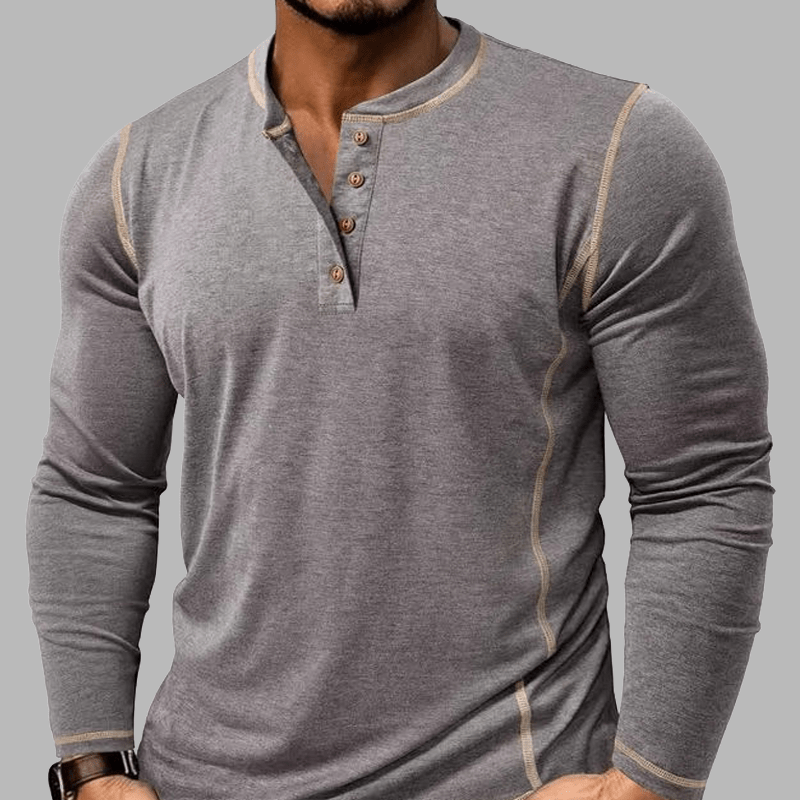 Maturelion Vintage Long Sleeved Henley Shirt