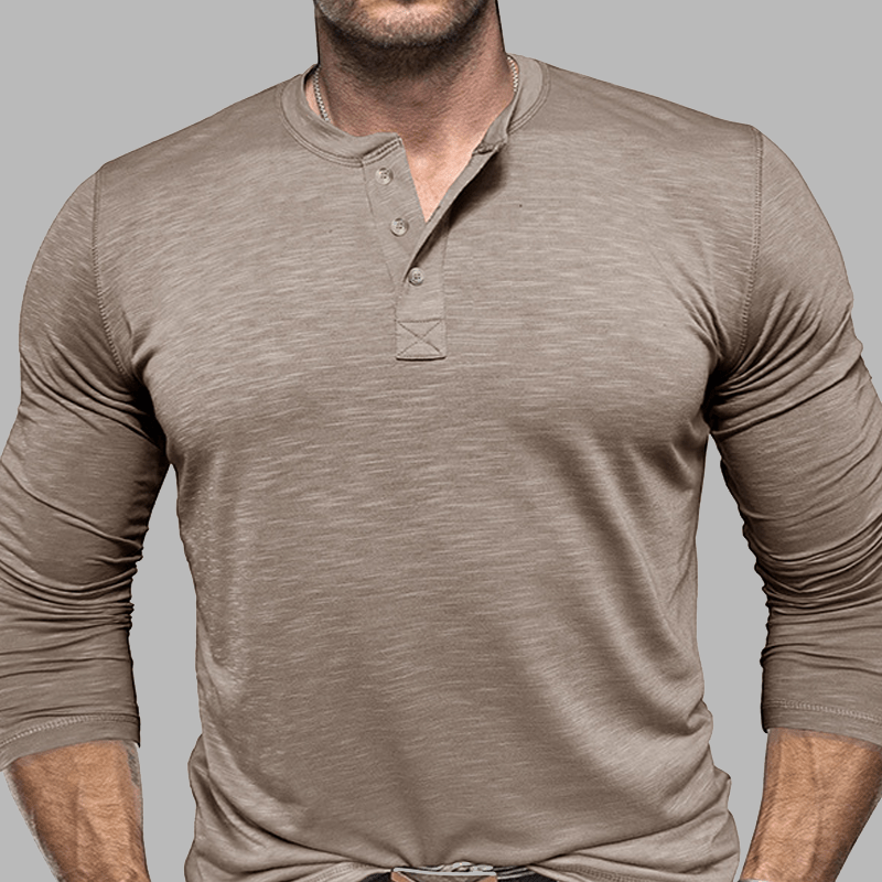 Maturelion Classical Essential long sleeved Henley Shirt