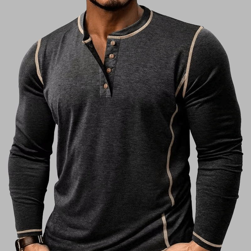 Maturelion Vintage Long Sleeved Henley Shirt