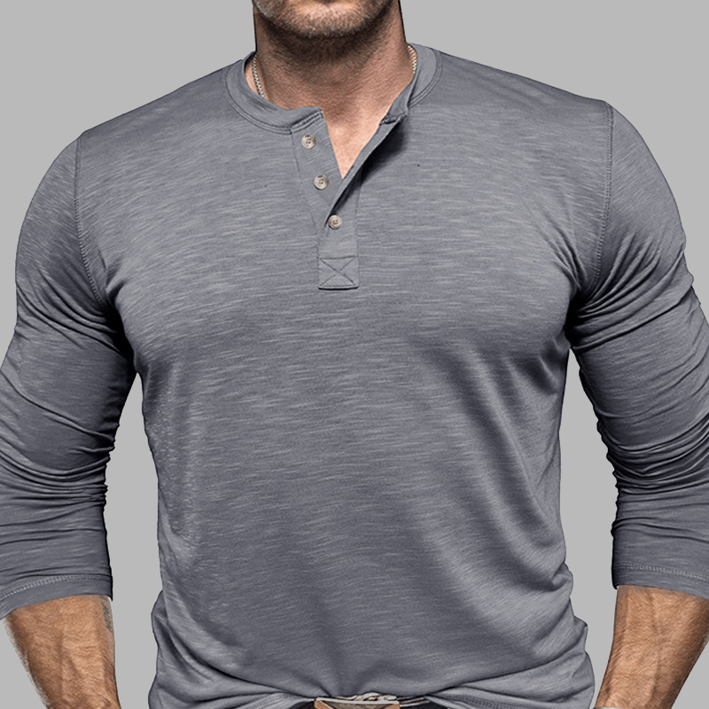 Maturelion Classical Essential long sleeved Henley Shirt