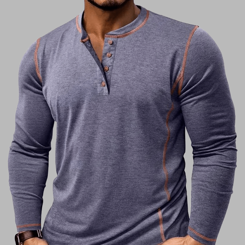 Maturelion Vintage Long Sleeved Henley Shirt