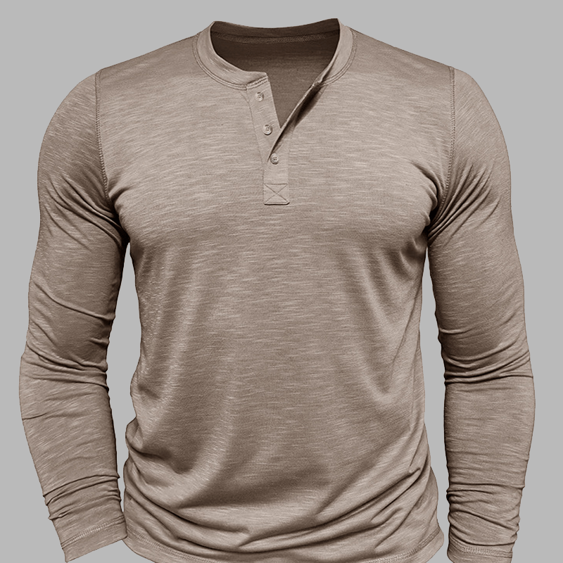 Maturelion Classical Essential long sleeved Henley Shirt