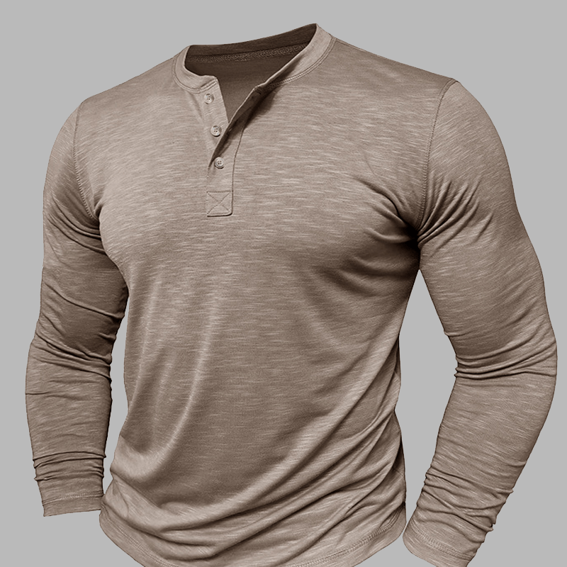 Maturelion Classical Essential long sleeved Henley Shirt