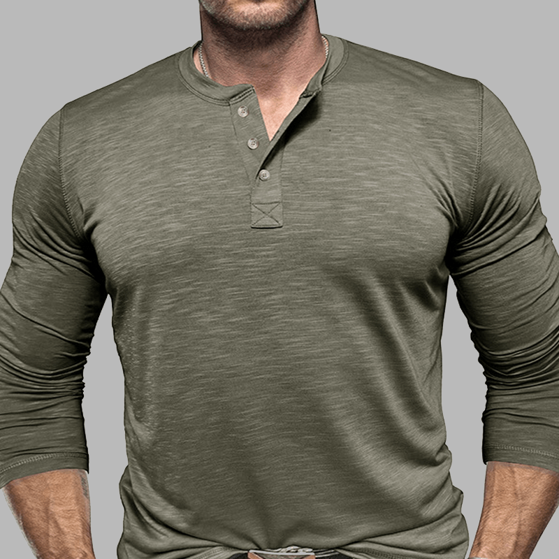 Maturelion Classical Essential long sleeved Henley Shirt