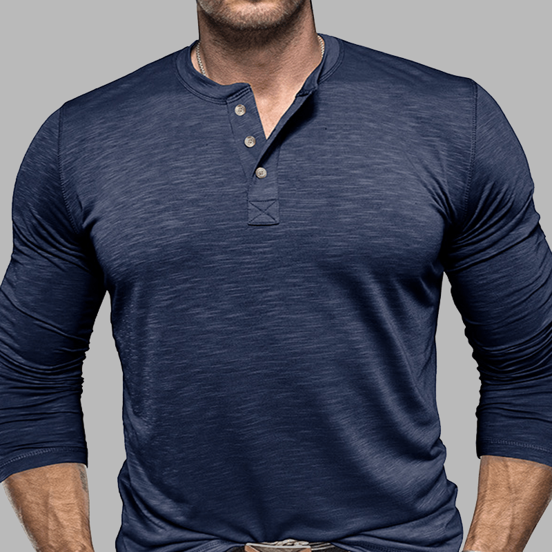 Maturelion Classical Essential long sleeved Henley Shirt