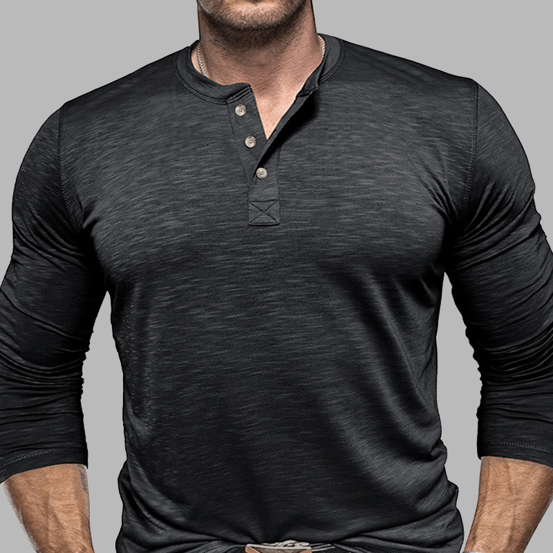 Maturelion Classical Essential long sleeved Henley Shirt