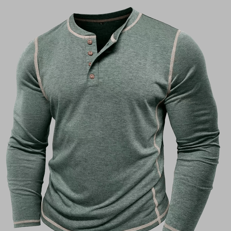 Maturelion Vintage Long Sleeved Henley Shirt