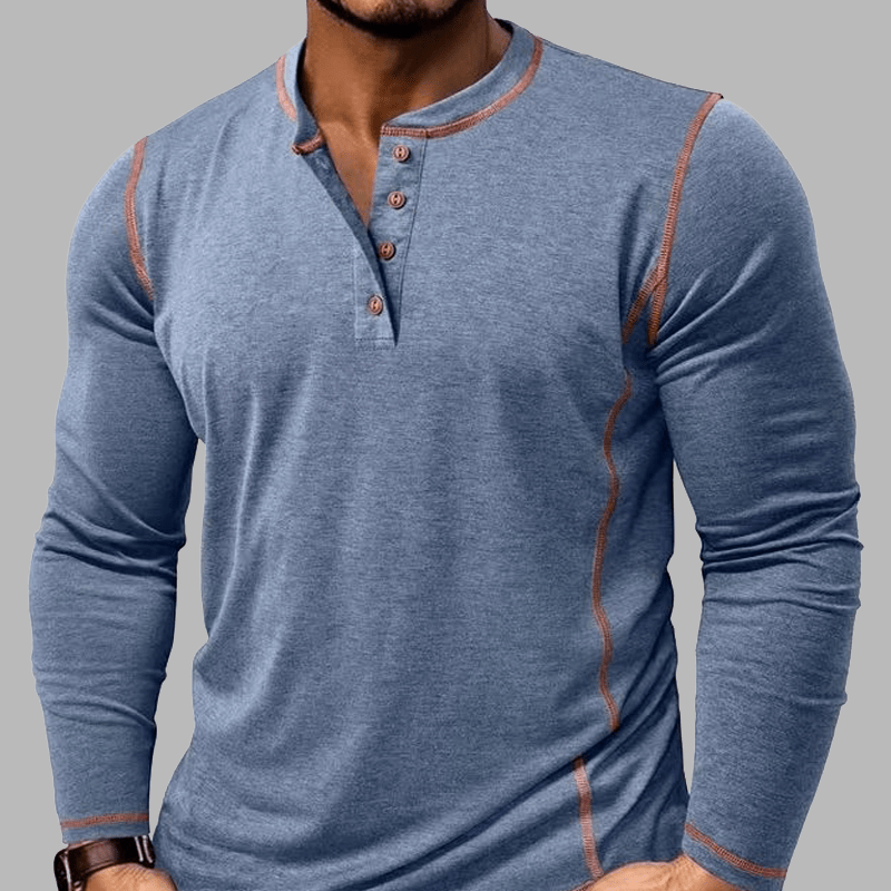 Maturelion Vintage Long Sleeved Henley Shirt