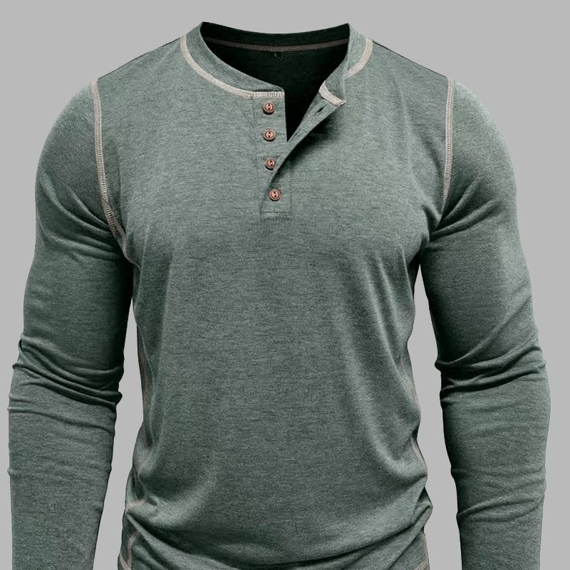 Maturelion Vintage Long Sleeved Henley Shirt