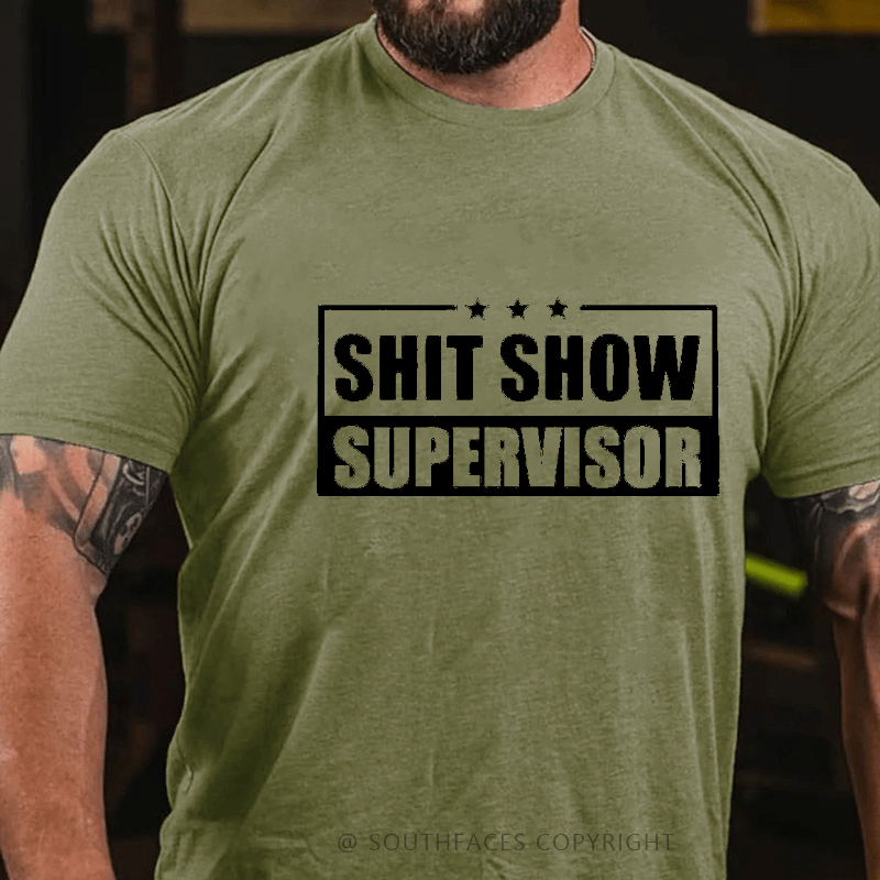 Maturelion  Shit Show Supervisor Funny Design Print T-shirt