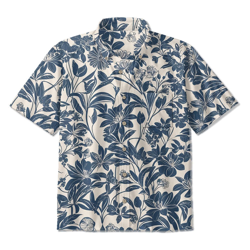 Maturelion Printed Floral Printed Cotton Casual Hawaiian Shirt