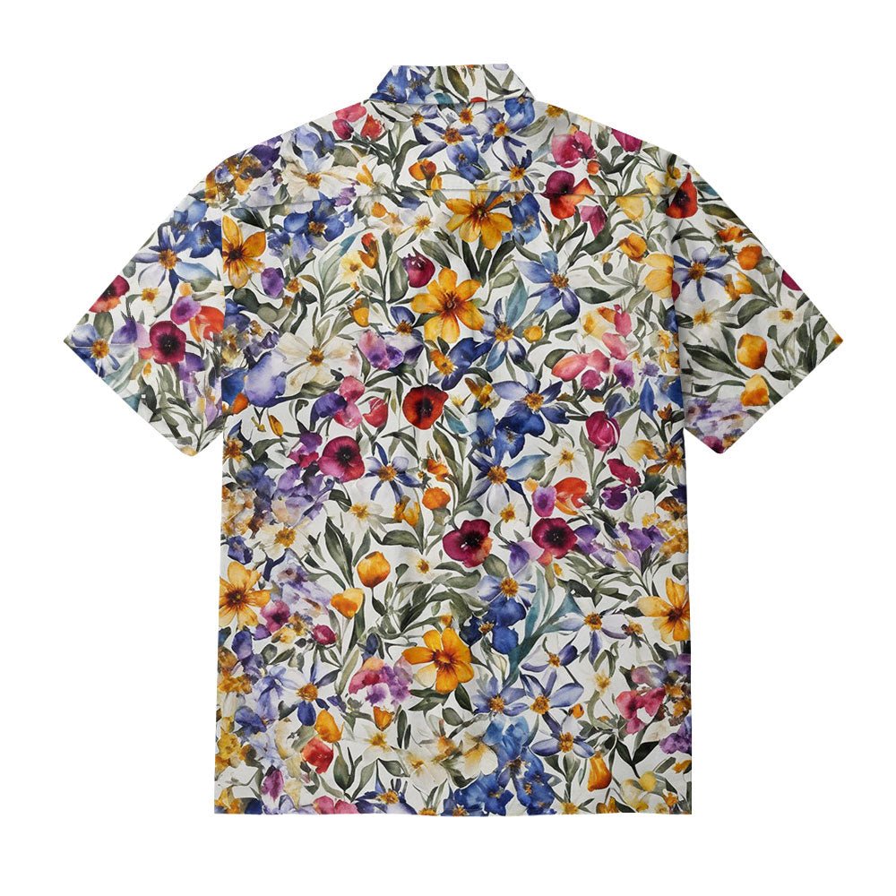 Maturelion Floral Print Casual Button Printed Cotton Casual Hawaiian Shirt