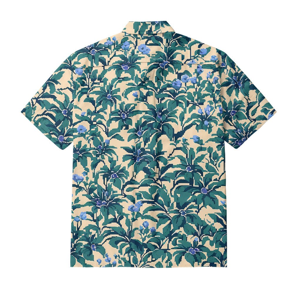 Maturelion Katin Pine Cone Button-Down Printed Cotton Casual Hawaiian Shirt