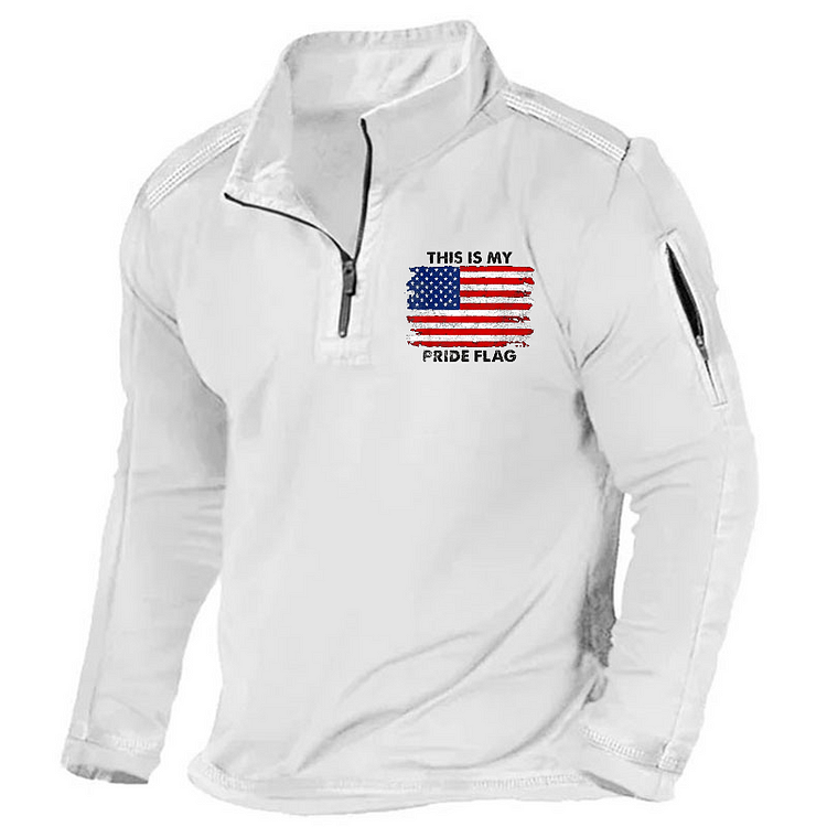 Maturelion Men's Henley Shirt This Is My Pride Flag USA Flag Henley Shirt