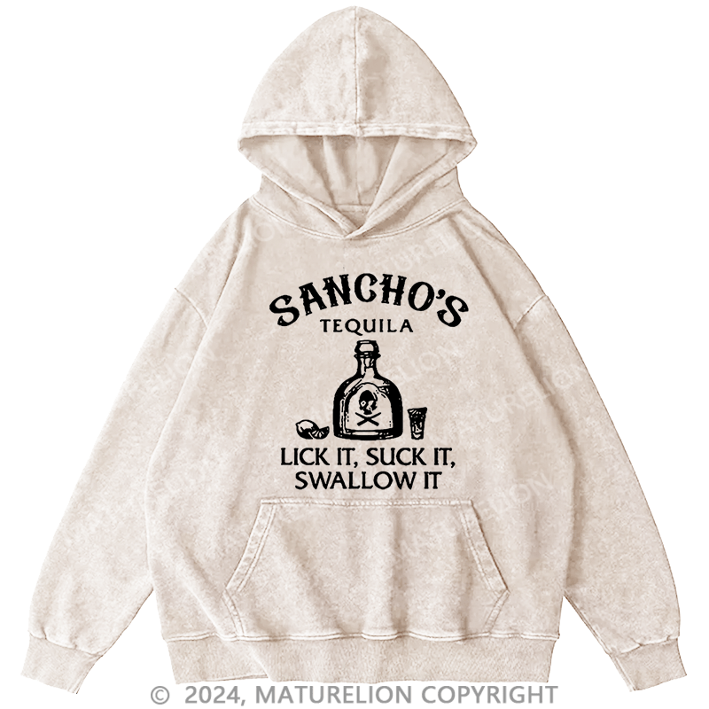 Maturelion Men's Hoodie Sancho's Tequila Lick It, Suck It, Swallow It Hoodie