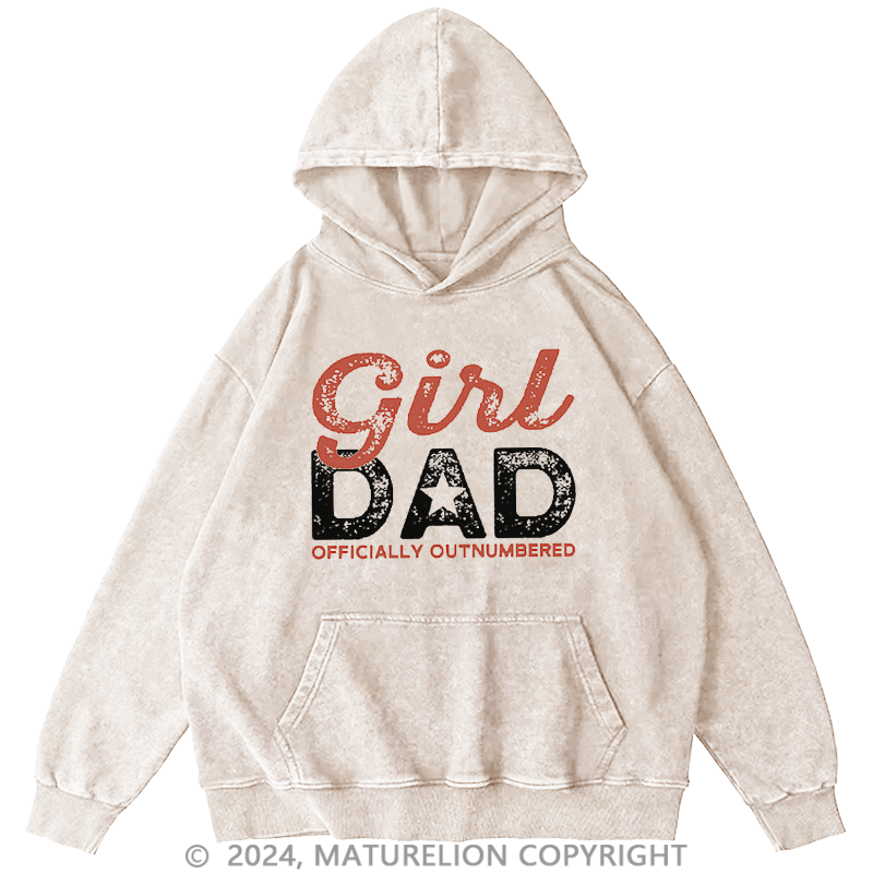 Maturelion Men's Hoodie Girl Dad Officially Outnumbered Funny Print Hoodie